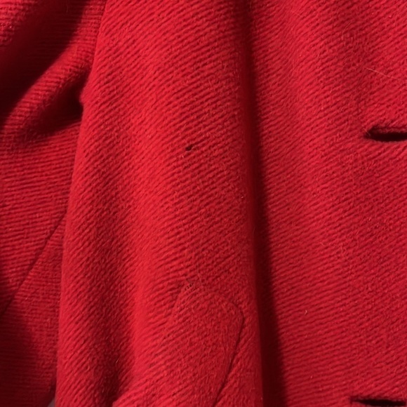 Vintage Red Wool Coat with Fur Size M/L - Picture 5 of 16